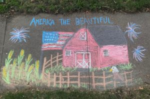 Rural chalk art scene celebrating America