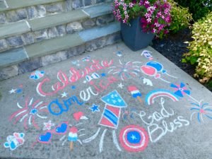 Chalk art celebrating the Fourth of July