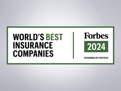 Logo says World's Best Insurance Companies, Forbes, 2024, Powered by Statista